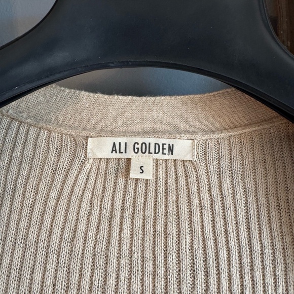 ALI GOLDEN Duster Cardigan Womens Sz S Beige‎ Cream Ribbed Knit Boho Sustainable - Picture 3 of 6